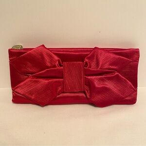 Betsey Johnson Hot Pink Satin Bow Clutch Handbag Purse